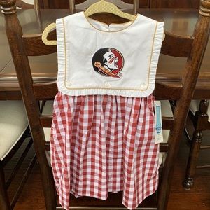 FSU embroidered bib dress NWT.  Size 3